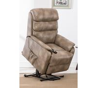 More4Homes Buckingham Single Motor Electric Rise Recliner Bonded Leather Chair in Stone More4Homes Stone