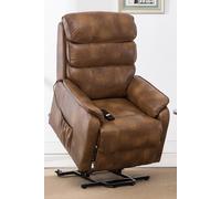 Buckingham Single Motor Electric Rise Recliner Bonded Leather Chair More4Homes Tan One Size