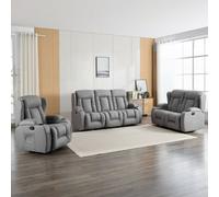 More4Homes Caesar 1+2+3 Seater Grey Technology Fabric Modern Manual Recliner Sofa Set