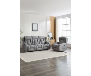 More4Homes Caesar 1+2 Seater Grey Technology Fabric Modern Manual Recliner Sofa Set More4Homes Grey