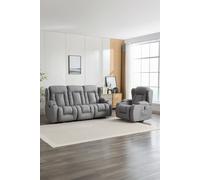 More4Homes Caesar 1+3 Seater Grey Technology Fabric Modern Electric Recliner Sofa Set More4Homes Grey