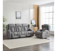 More4Homes Caesar 1+3 Seater Grey Technology Fabric Modern Manual Recliner Sofa Set