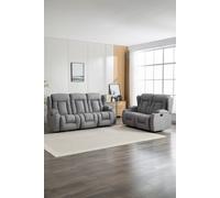 More4Homes Caesar 2+3 Seater Grey Technology Fabric Modern Electric Recliner Sofa Set More4Homes Grey