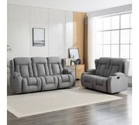More4Homes Caesar 2+3 Seater Grey Technology Fabric Modern Manual Recliner Sofa Set