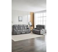 More4Homes Caesar 2+3 Seater Grey Technology Fabric Modern Manual Recliner Sofa Set More4Homes Grey