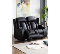 More4Homes Caesar 2 Seater Electric High Back Bonded Leather Recliner Sofa in Black More4Homes Black