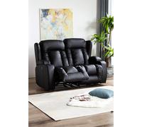 Caesar 2 Seater Manual High Back Bonded Leather Recliner Sofa More4Homes Black One Size