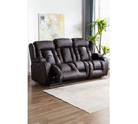 More4Homes Caesar 3 Seater Electric High Back Bonded Leather Recliner Sofa in Brown More4Homes Brown