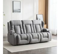 More4Homes Caesar 3 Seater Grey Technology Fabric Modern Manual Recliner Sofa