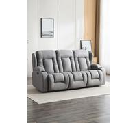 More4Homes Caesar 3 Seater Grey Technology Fabric Modern Manual Recliner Sofa More4Homes Grey