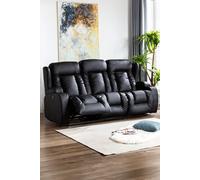 More4Homes Caesar 3 Seater Manual High Back Bonded Leather Recliner Sofa in Black More4Homes Black