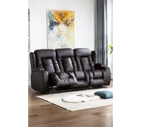 More4Homes Caesar 3 Seater Manual High Back Bonded Leather Recliner Sofa in Brown More4Homes Brown