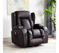 More4Homes Caesar Bonded Leather Manual Recliner Armchair With Rocking Swivel Heat And Massage (Brown)