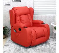 More4Homes Caesar Bonded Leather Manual Recliner Armchair With Rocking Swivel Heat And Massage (Red)