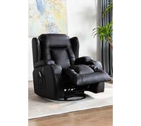 More4Homes Caesar Bonded Leather Recliner Rocking Swivel Heat & Massage Chair in Black More4Homes Black