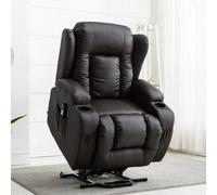 More4Homes Caesar Dual Motor Electric Rise Recliner Bonded Leather Armchair Electric Lift Riser Chair (Brown)
