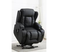 More4Homes Caesar Dual Motor Rise Recliner Bonded Leather Heat & Massage Chair in Black More4Homes Black