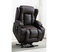 More4Homes Caesar Dual Motor Rise Recliner Bonded Leather Heat & Massage Chair in Brown More4Homes Brown