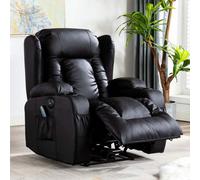 More4Homes Caesar Electric Bonded Leather Automatic Recliner Armchair Sofa Home Lounge Chair (Black)