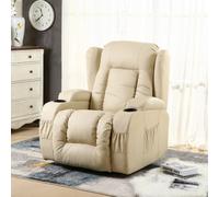 More4Homes Caesar Electric Bonded Leather Automatic Recliner Armchair With Heat And Massage (Cream)