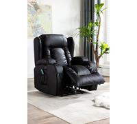More4Homes Caesar Electric Bonded Leather Automatic Recliner Heat & Massage Chair in Black More4Homes Black