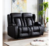 More4Homes Caesar Electric High Back Luxury Bond Grade Leather Recliner 2 Seater Sofa (Black)