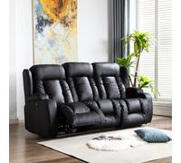 More4Homes Caesar Electric High Back Luxury Bond Grade Leather Recliner 3 Seater Sofa (Black)