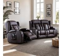 More4Homes Caesar Electric Recliner Bonded Leather 1+2 Seater Sofa Set (Brown)