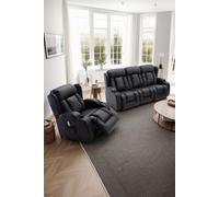 More4Homes Caesar Electric Recliner Bonded Leather 1+3 Seater Sofa Set in Black More4Homes Black
