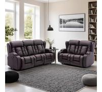 More4Homes Caesar Electric Recliner Bonded Leather 2+3 Seater Sofa Set (Brown)