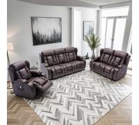 More4Homes Caesar Manual Recliner Bonded Leather 1+2+3 Seater Sofa Set (Brown)