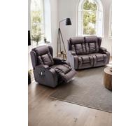More4Homes Caesar Manual Recliner Bonded Leather 1+2 Seater Sofa Set in Brown More4Homes Brown