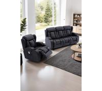 More4Homes Caesar Manual Recliner Bonded Leather 1+3 Seater Sofa Set in Black More4Homes Black