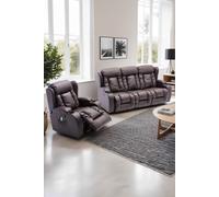 More4Homes Caesar Manual Recliner Bonded Leather 1+3 Seater Sofa Set in Brown More4Homes Brown