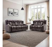 More4Homes Caesar Manual Recliner Bonded Leather 2+3 Seater Sofa Set (Brown)