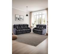 More4Homes Caesar Manual Recliner Bonded Leather 2+3 Seater Sofa Set in Black More4Homes Black