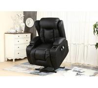 More4Homes Caesar Single Motor Electric Rise Recliner Bonded Leather Armchair Electric Lift Riser Chair (Black)
