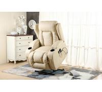 More4Homes Caesar Single Motor Electric Rise Recliner Bonded Leather Armchair Electric Lift Riser Chair (Cream)