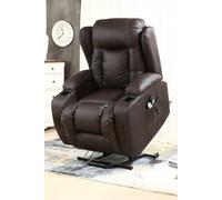 More4Homes Caesar Single Motor Rise Recliner Bonded Leather Heat & Massage Chair in Brown More4Homes Brown