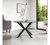 More4Homes Calne Sintered Stone Ceramic Light Grey Gloss Round Dining Table
