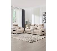 More4Homes Capri Electric Recliner 1+2 Seater Sofa Set w Bluetooth speakers in Beige More4Homes Beige