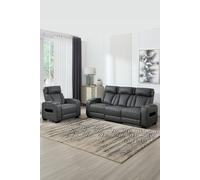 More4Homes Capri Electric Recliner 1+3 Seater Sofa Set w Drinks tray & Charging in Charcoal More4Homes Charcoal
