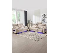 More4Homes Capri Electric Recliner 2+3 Seater Sofa Set w Bluetooth speakers in Beige More4Homes Beige