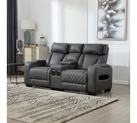 More4Homes Capri Electric Recliner 2 Seater Sofa (Charcoal) - Bluetooth Speakers, Wireless Charging, Air Leather, Led Lighting, Cupholders