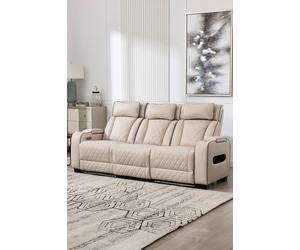More4Homes Capri Electric Recliner 3 Seater Sofa - Drinks Tray, Wireless Charging in Beige More4Homes Beige 3 Seater