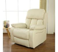 More4Homes Chester Electric Bonded Leather Automatic Recliner Armchair Sofa Home Lounge Chair (Cream)