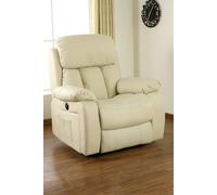 More4Homes Chester Electric Bonded Leather Automatic Recliner Armchair Sofa Home Lounge Chair (Cream)