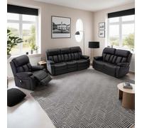 More4Homes Chester Electric Recliner Bonded Leather 1+2+3 Seater Sofa Set (Black)