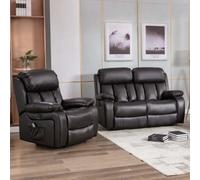 More4Homes Chester Electric Recliner Bonded Leather 1+2 Seater Sofa Set (Brown)