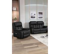 More4Homes Chester Electric Recliner Bonded Leather 1+2 Seater Sofa Set in Black More4Homes Black